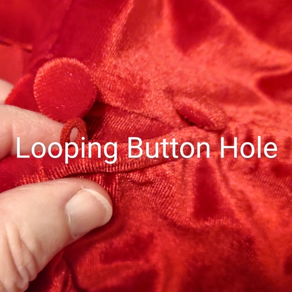 Suzanne Betro Red Crushed Velvet Dress Small Long Sleeved Loop hole buttons NWT - Picture 9 of 10